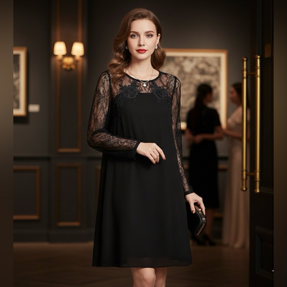 Nikibiki Black Sheath Dress with Bishop Sleeves